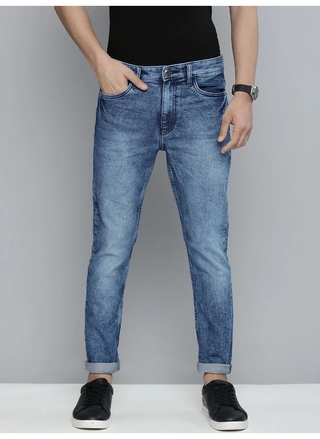 The Indian Garage Co Men Blue Cotton Stretchable Slim Fit Jeans