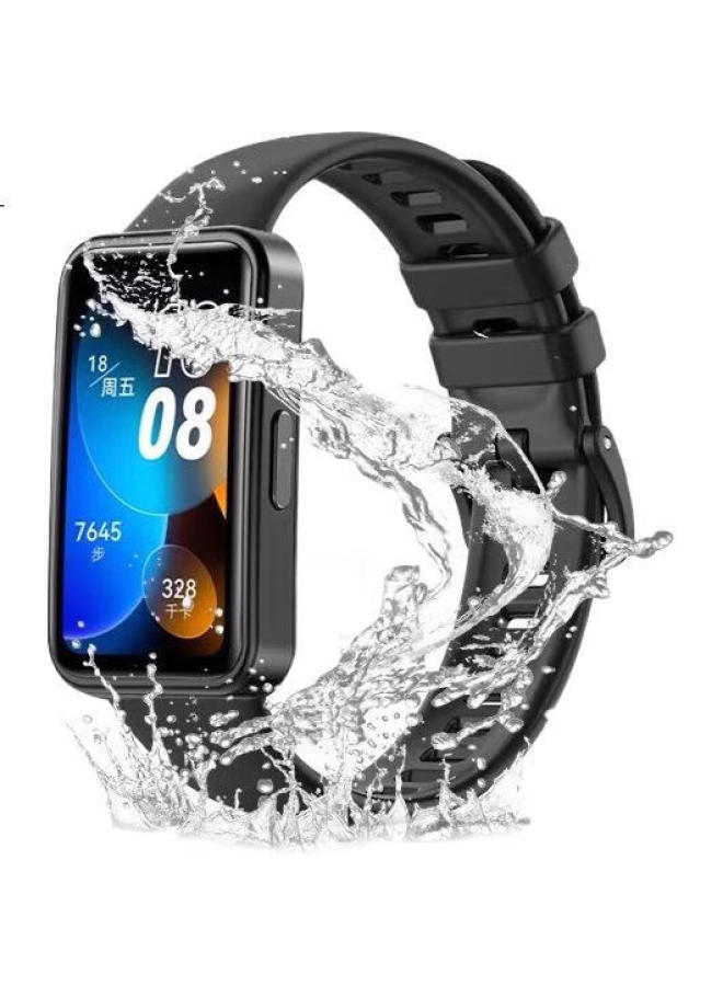Ten Flashes Tenflash Huawei Band 8 Strap Band 9/9Nfc/8Nfc Standard Edition Wristband Universal Smart Sports Band Silicone Eight Nine Generation Band Wear-Resistant Midnight Black - Image 1