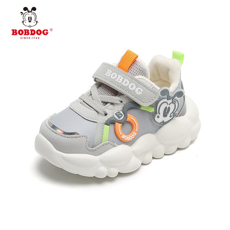 Bobdog Fleece-Lined Baby Shoes Toddler Shoes 2023 Winter Girls' Soft Bottom Non-Slip Warm Two-Cotton Shoes - Image 1