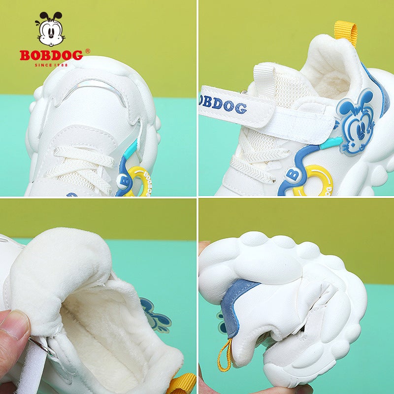 Bobdog Fleece-Lined Baby Shoes Toddler Shoes 2023 Winter Girls' Soft Bottom Non-Slip Warm Two-Cotton Shoes - Image 5