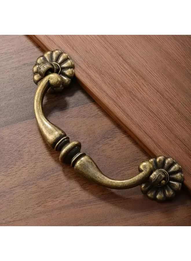 1 قطعة مقبض درج نحاسي عتيق من سبائك الزنك بتصميم مضلع محزز 96 مم، إكسسوارات أجهزة الأبواب، تشطيب مصقول، ديكور المنزل، مقبض درج - Image 1