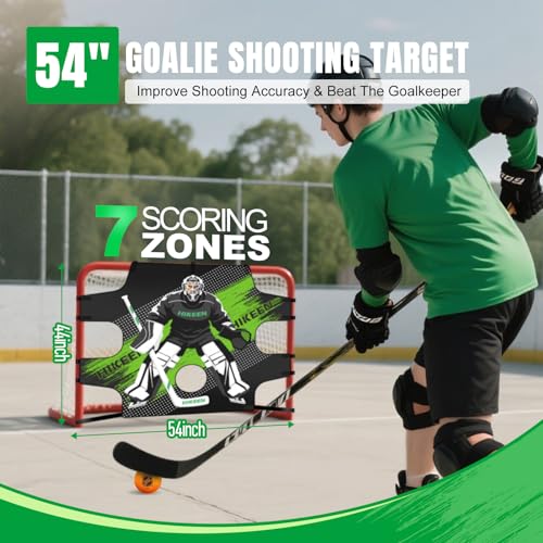 Hikeen Premium Hockey Goalie Shooting Target Tear - Proof Hockey Goal Practice Target with 7 Target Holes - Street Hockey & Ice Hockey Net Goalie Target for Practicing Shooting Accuracy 54IN - Image 2