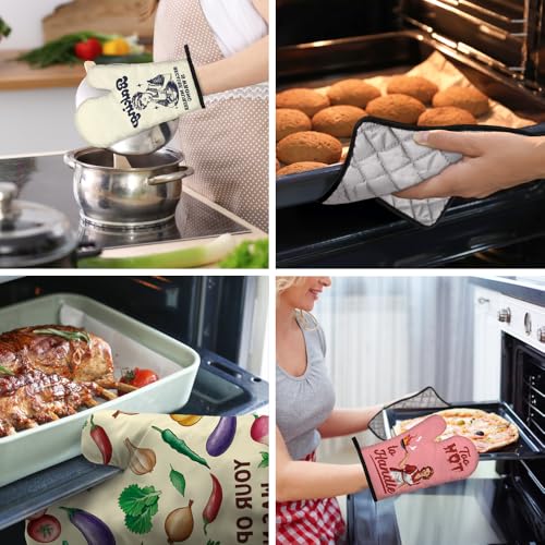 DYJYBMY Baking Because Murder is Wrong Funny Oven Mitts and Pot Holder Set, Humorous Vintage Kitchen Gadgets for Women, Birthday Gifts for Bake Lover Chef, Hostess Gifts for Mom Wife Sister BFF (FS) - Image 5