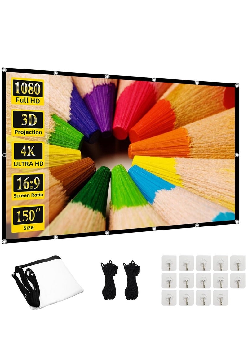 XICEN - Portable 150 inch Projector Screen Foldable 16:9 HD 4K Movie Anti-Light Projection Screen for Indoor Outdoor Home Theater Office - Image 1