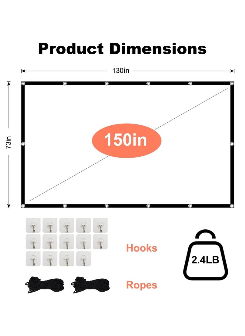 XICEN - Portable 150 inch Projector Screen Foldable 16:9 HD 4K Movie Anti-Light Projection Screen for Indoor Outdoor Home Theater Office - Image 1