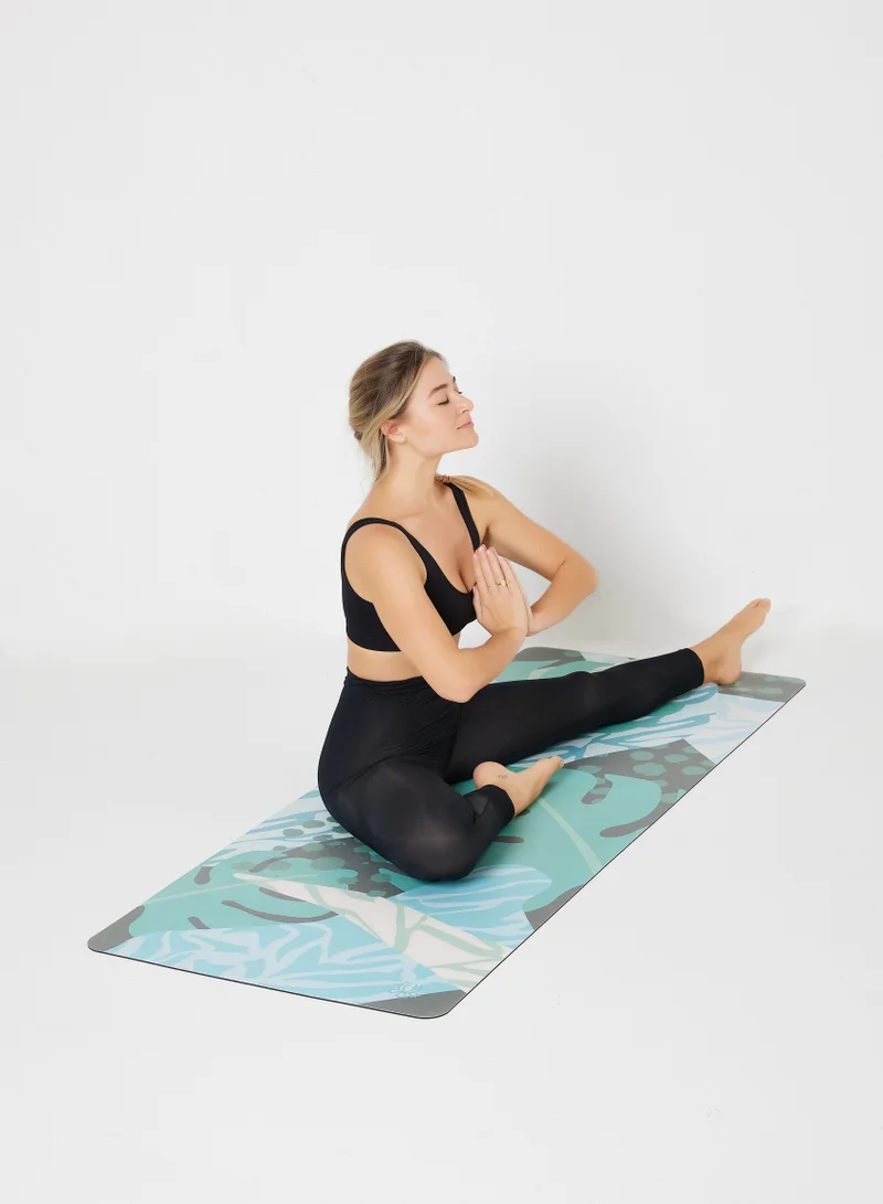 Prickly Pear Prickly Pear 'Lush Lagoon' Rollable 4mm PU Yoga Mat with Carry Strap, Stretching Toll