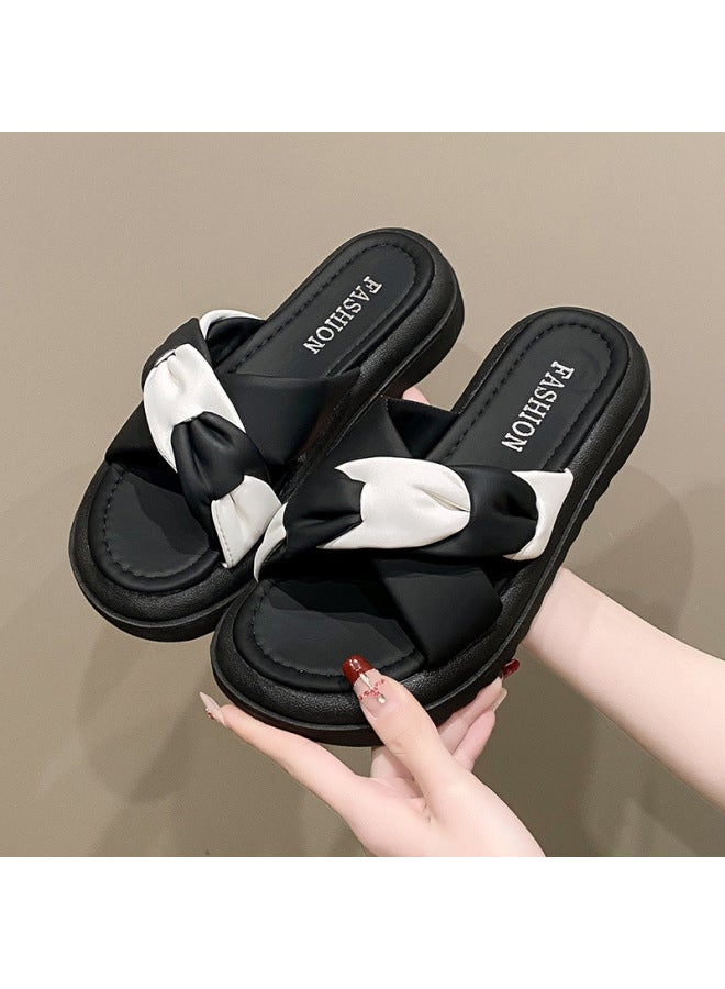 Fairy Style Soft Bottom Height-up Slippers Women's Outdoor Wear Summer New Fashion Thick Bottom One Word Out Beach Sandals