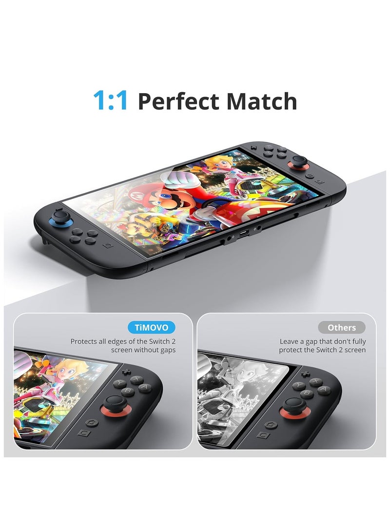 مجموعة من 2 واقيات شاشة لنينتندو سويتش 2 ، زجاج مقسى 9H ، عالي الدقة ، 2.5 دي ، مضاد لبصمات الأصابع ، سهل التركيب - Image 2