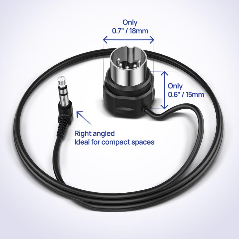 CME TRS MIDI Cable 4-Pack - TRS Type A (3.5mm - 1/8â€) to 5-pin DIN, 1FT / 30CM, Low-Profile - Right Angle Ultra-Thin Plugs for Compact Spaces - Ideal for Synths & Pedalboards - Image 4