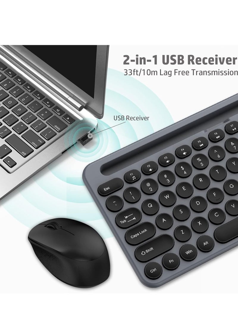 spa luxetique - 2.4G+Bluetooth Dual Mode Wireless Keyboard & Mouse Combo — Silent Retro Keys, Type-C Charging, Scissor Switch, Portable for Office/Study (Keyboard: 14.5x5.2x0.6 inch, Mouse: 4.1x2.3x1.5 inch) - Image 1