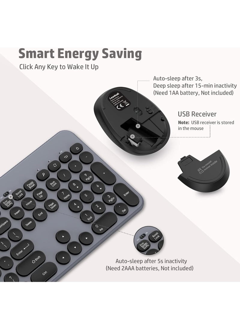 spa luxetique - 2.4G+Bluetooth Dual Mode Wireless Keyboard & Mouse Combo — Silent Retro Keys, Type-C Charging, Scissor Switch, Portable for Office/Study (Keyboard: 14.5x5.2x0.6 inch, Mouse: 4.1x2.3x1.5 inch) - Image 1