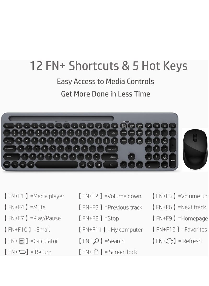 spa luxetique - 2.4G+Bluetooth Dual Mode Wireless Keyboard & Mouse Combo — Silent Retro Keys, Type-C Charging, Scissor Switch, Portable for Office/Study (Keyboard: 14.5x5.2x0.6 inch, Mouse: 4.1x2.3x1.5 inch) - Image 1