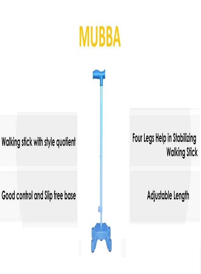 MUBBA 4 Leg Walking Stick Height Adjustable Sticks for Old Age People Chrome - Image 2