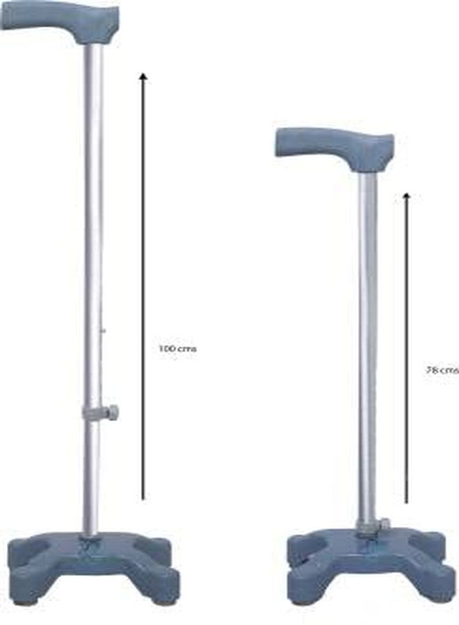 MUBBA 4 Leg Walking Stick Height Adjustable Sticks for Old Age People Chrome - Image 4