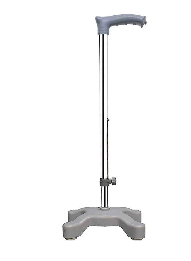 MUBBA 4 Leg Walking Stick Height Adjustable Sticks for Old Age People Chrome - Image 1