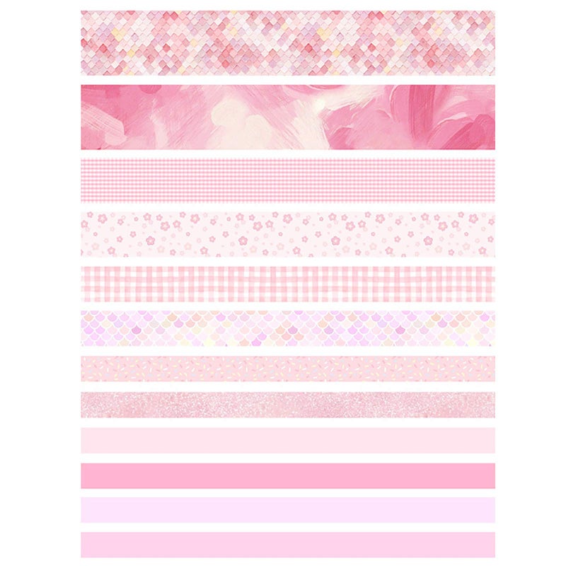 Doraking 12Rolls Decorative Washi Masking Tapes Set for Scrapbooking Gift Wrapping Decoration Arts & Crafts, Washi Tapes Set (Pink) - Image 2