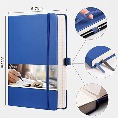 EMSHOI Lined Journal - 120gsm Thick Paper College Ruled Notebook with Sticky Notes, 256 Numbered Pages, A5 Hardcover Leather for Women & Men Work, School, Writing - (5.75”x8.38”) Blue - Image 5