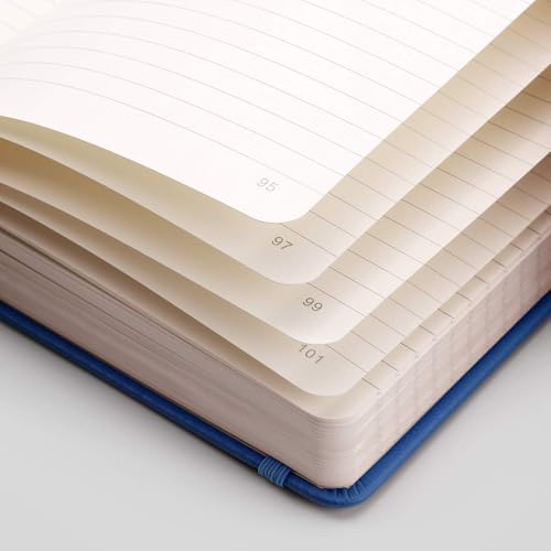 EMSHOI Lined Journal - 120gsm Thick Paper College Ruled Notebook with Sticky Notes, 256 Numbered Pages, A5 Hardcover Leather for Women & Men Work, School, Writing - (5.75”x8.38”) Blue - Image 4