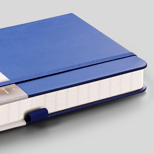 EMSHOI Lined Journal - 120gsm Thick Paper College Ruled Notebook with Sticky Notes, 256 Numbered Pages, A5 Hardcover Leather for Women & Men Work, School, Writing - (5.75”x8.38”) Blue - Image 2