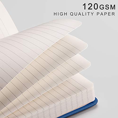 EMSHOI Lined Journal - 120gsm Thick Paper College Ruled Notebook with Sticky Notes, 256 Numbered Pages, A5 Hardcover Leather for Women & Men Work, School, Writing - (5.75”x8.38”) Blue - Image 3