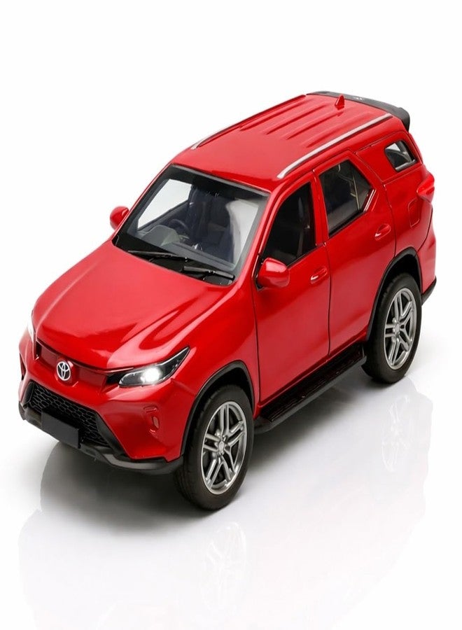 SQUIDSY 1:36 Scale Fortuner Toy Car – Toyota Die-Cast Mini Metal Pull Back SUV with Openable Doors, Lights & Music – Alloy Model Vehicle for Kids, Boys & Collectors【Red】 - Image 1