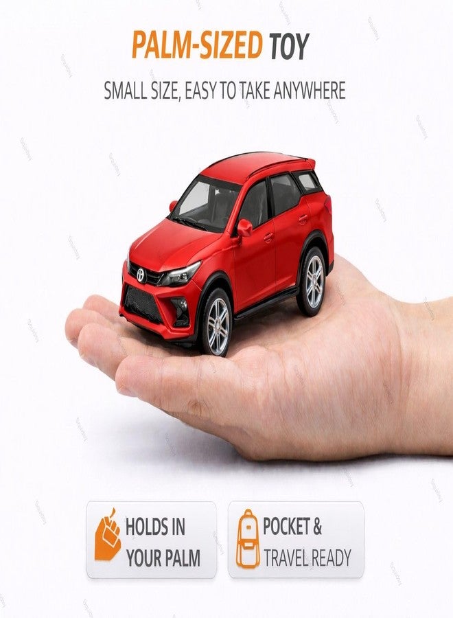 SQUIDSY 1:36 Scale Fortuner Toy Car – Toyota Die-Cast Mini Metal Pull Back SUV with Openable Doors, Lights & Music – Alloy Model Vehicle for Kids, Boys & Collectors【Red】 - Image 3
