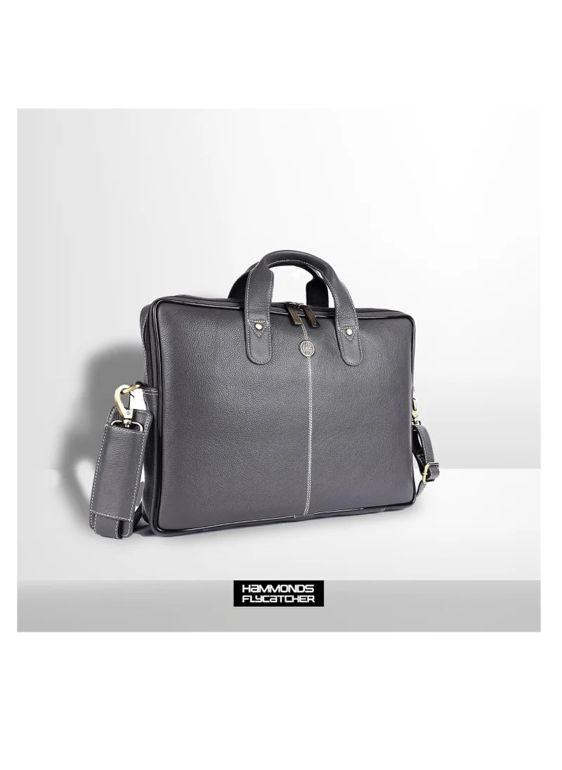 HAMMONDS FLYCATCHER Leather Laptop Bag for Men - Office Bag, Graphite Grey- Fits Up to 14/15.6 Inch Laptop/MacBook - Laptop Messenger Bags/Leather Bag for Men with Adjustable Shoulder Strap | LB106_GRY (SMLQ)