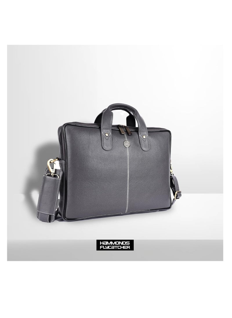 HAMMONDS FLYCATCHER Leather Laptop Bag for Men - Office Bag, Graphite Grey- Fits Up to 14/15.6 Inch Laptop/MacBook - Laptop Messenger Bags/Leather Bag for Men with Adjustable Shoulder Strap | LB106_GRY (SMLQ)  - Image 2