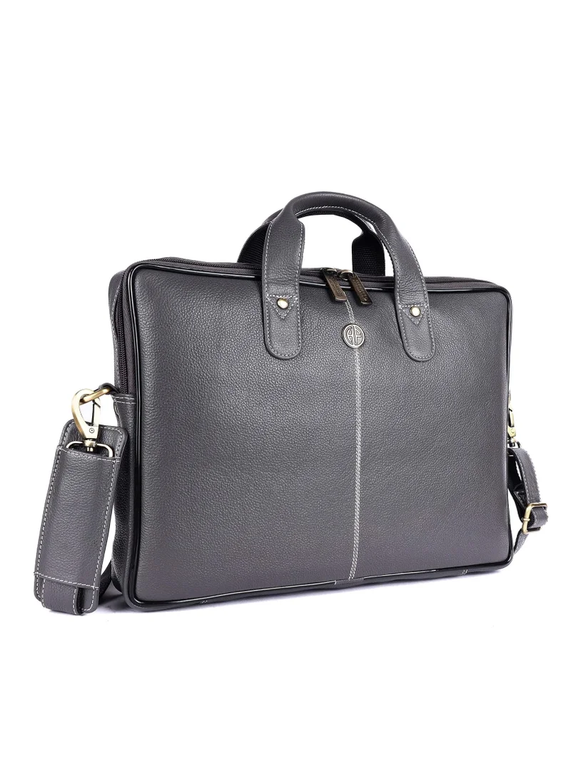 HAMMONDS FLYCATCHER Leather Laptop Bag for Men - Office Bag, Graphite Grey- Fits Up to 14/15.6 Inch Laptop/MacBook - Laptop Messenger Bags/Leather Bag for Men with Adjustable Shoulder Strap | LB106_GRY (SMLQ)