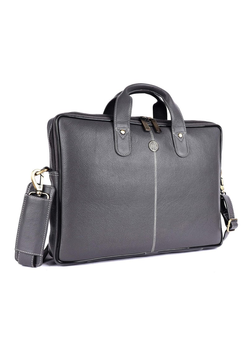 HAMMONDS FLYCATCHER Leather Laptop Bag for Men - Office Bag, Graphite Grey- Fits Up to 14/15.6 Inch Laptop/MacBook - Laptop Messenger Bags/Leather Bag for Men with Adjustable Shoulder Strap | LB106_GRY (SMLQ)  - Image 1