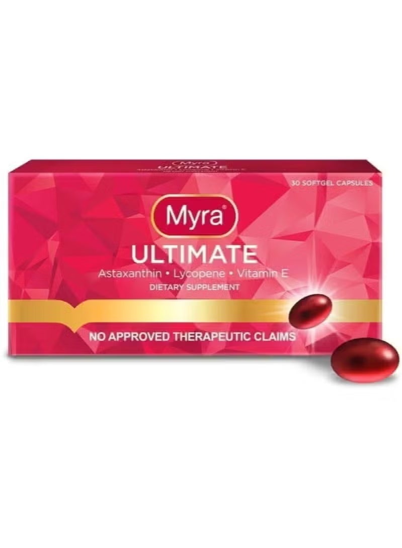 Myra ULTIMATE Astaxanthin, Lycopene . Vitamin E, 30 SOFTGEL CAPSULES