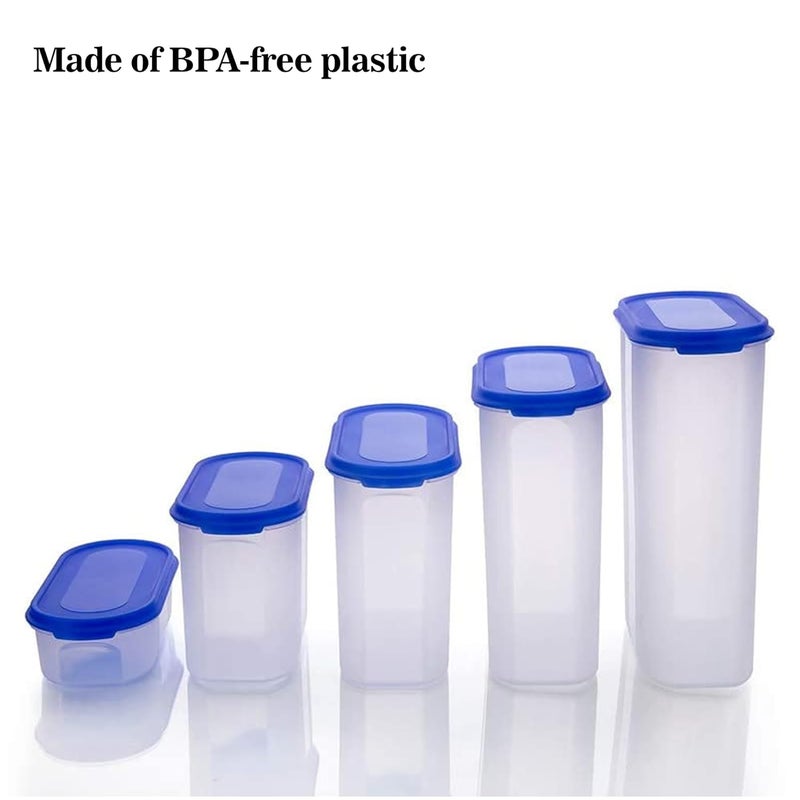 Sulfar Oval Modular Plastic Storage Containers with Lid, Set of 5 (Blue) - Image 2