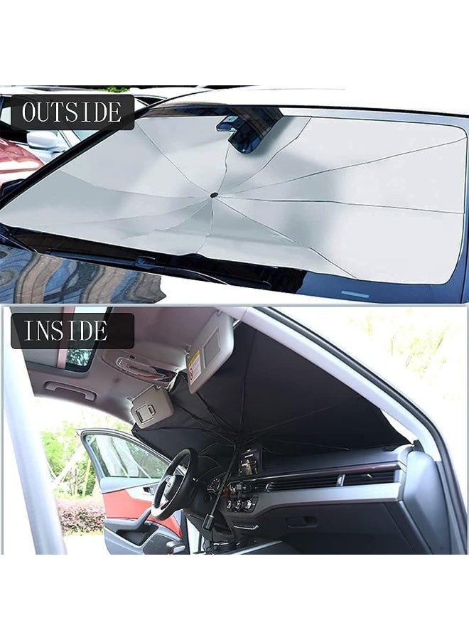 ECVV مظلة واقية من الشمس لزجاج السيارة الأمامي من ECVV، حماية من الأشعة فوق البنفسجية وعزل حراري، مظلة شمسية قابلة للطي، واقي شمس يغطي بالكامل لمعظم المركبات، 57"X31" - Image 4