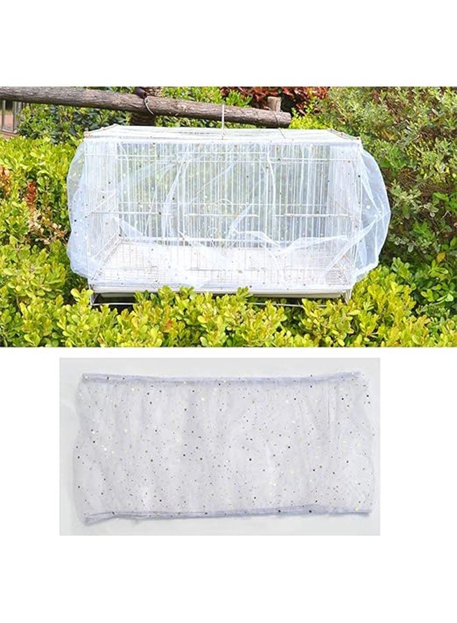 Generic Bird Cage Net Cover, Bird Cage Seed Catcher, Universal Adjustable Bird Cage Skirt Cover Birdcage Nylon Seed Mesh Net Cover, Prevent Scatter and Mess, White, Star Shape  - Image 3