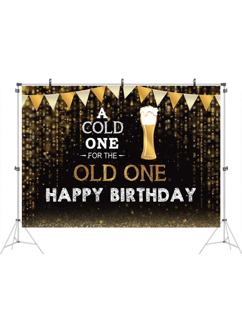 Ticuenicoa Ticuenicoa 7x5ft Happy Birthday Backdrop for Men A Cold One for The Old One Photography Background for Birthday Party Black and Gold Backdrops for Parties Beer Party for Birthday Portrait Studio Props  - Image 2