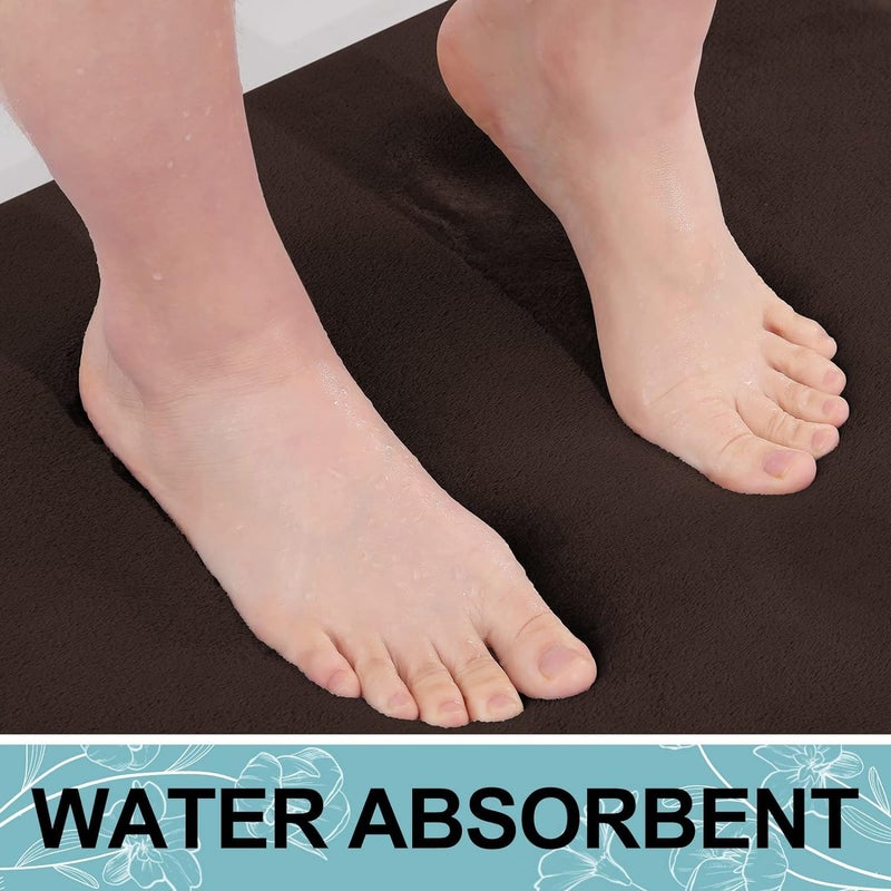 Home Brilliant Home Brilliant Memory Foam Non Slip Anti Fatigue Bath Mat Thick Absorbent Plush Velvet Bathroom Rug Machine Washable 17x24 Inch Brown - Image 5
