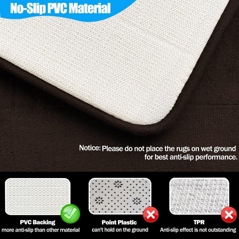 Home Brilliant Home Brilliant Memory Foam Non Slip Anti Fatigue Bath Mat Thick Absorbent Plush Velvet Bathroom Rug Machine Washable 17x24 Inch Brown - Image 4