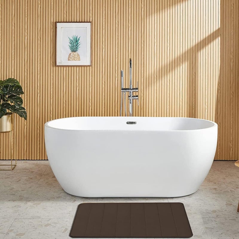Home Brilliant Home Brilliant Memory Foam Non Slip Anti Fatigue Bath Mat Thick Absorbent Plush Velvet Bathroom Rug Machine Washable 17x24 Inch Brown - Image 2