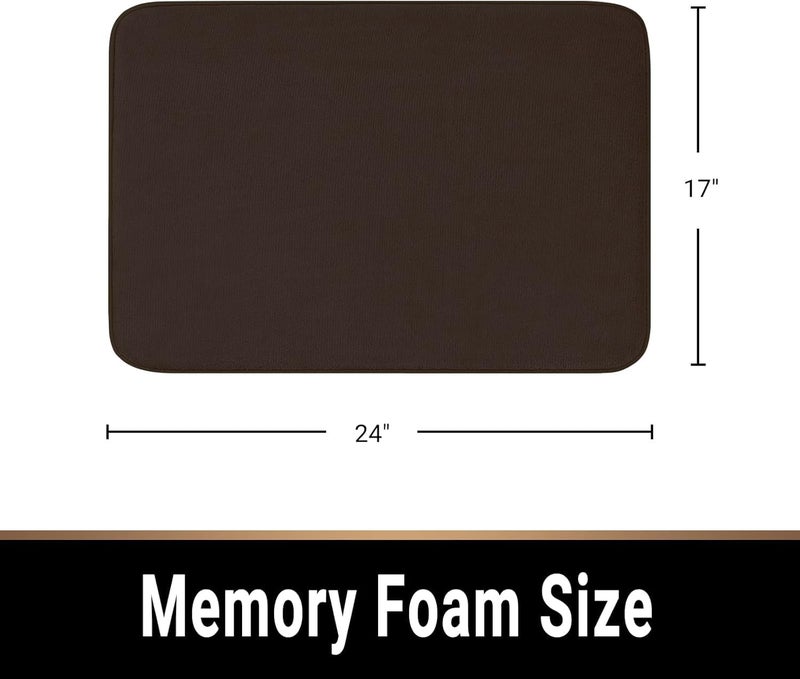 Home Brilliant Home Brilliant Memory Foam Non Slip Anti Fatigue Bath Mat Thick Absorbent Plush Velvet Bathroom Rug Machine Washable 17x24 Inch Brown - Image 3