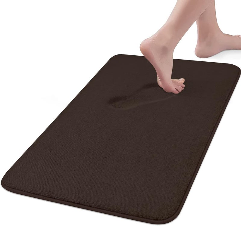 Home Brilliant Home Brilliant Memory Foam Non Slip Anti Fatigue Bath Mat Thick Absorbent Plush Velvet Bathroom Rug Machine Washable 17x24 Inch Brown - Image 1