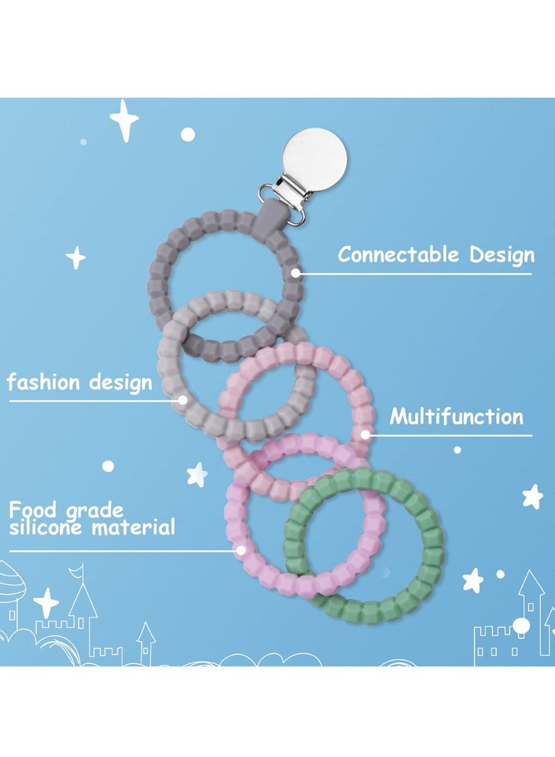 Silicone Teether Links Set with Pacifier Clip, Safe and Soft Teething Toys for Newborns, Perfect for Soothing and Chewing - Image 5