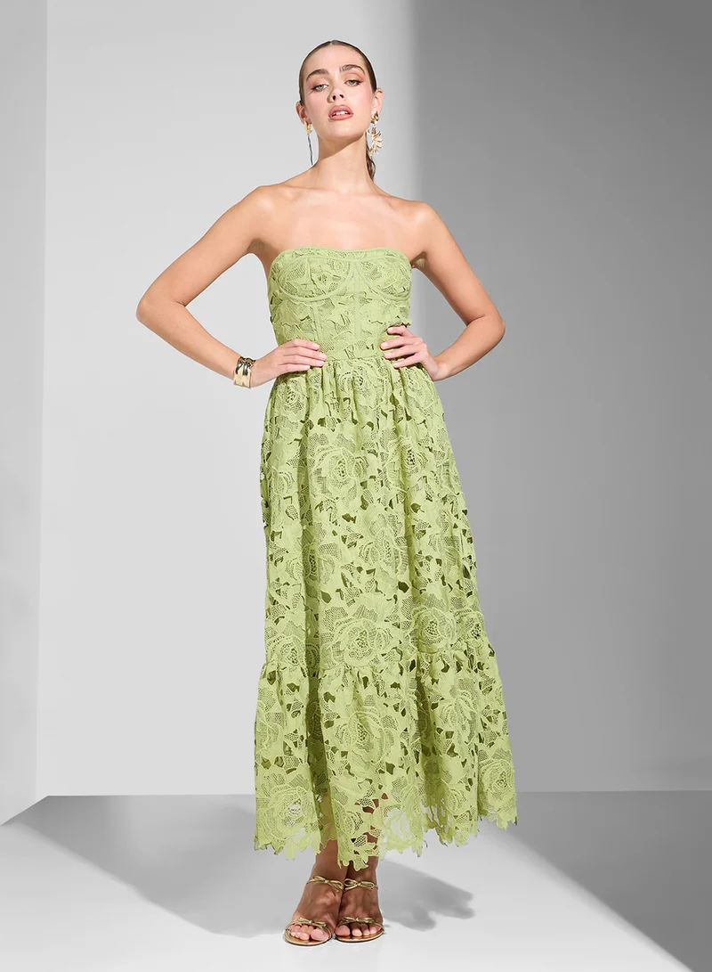 Ginger Boutique Lace Strapless Midi Dress