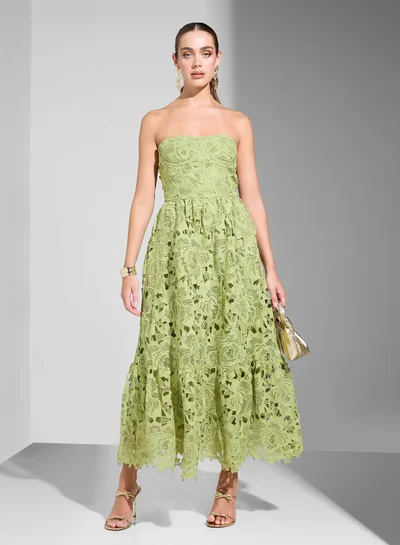 Ginger Boutique Lace Strapless Midi Dress