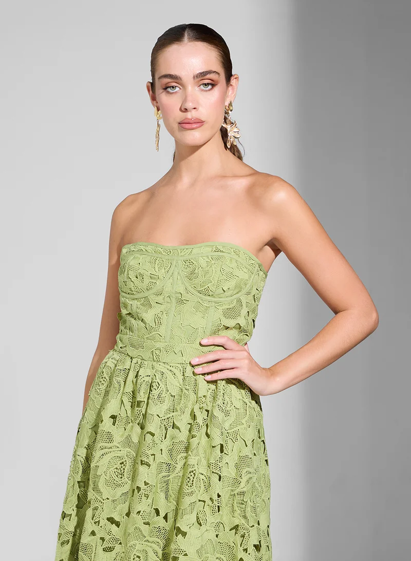 Ginger Boutique Lace Strapless Midi Dress