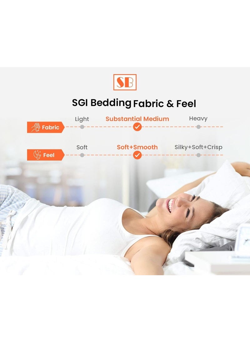 SGI bedding SGI Flat Sheet with 2 Pillowcovers Queen Moss Solid 300 Thread Count 100 Egyptian Cotton Soft Wrinkle Free Easy Care Bed Cover  - Image 5