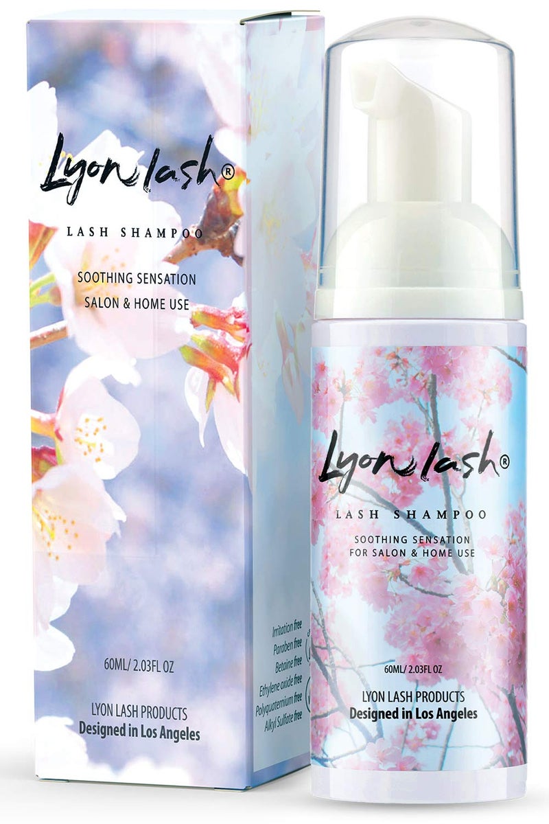 Eyelash Extension Shampoo Lyon Lash Eyelid Foam CleanserGentle Formula for Sensitive peopleParaben Sulfate FreeRemove Eye Makeup Oil DustFor Salon and Home Use 60ml without brushes