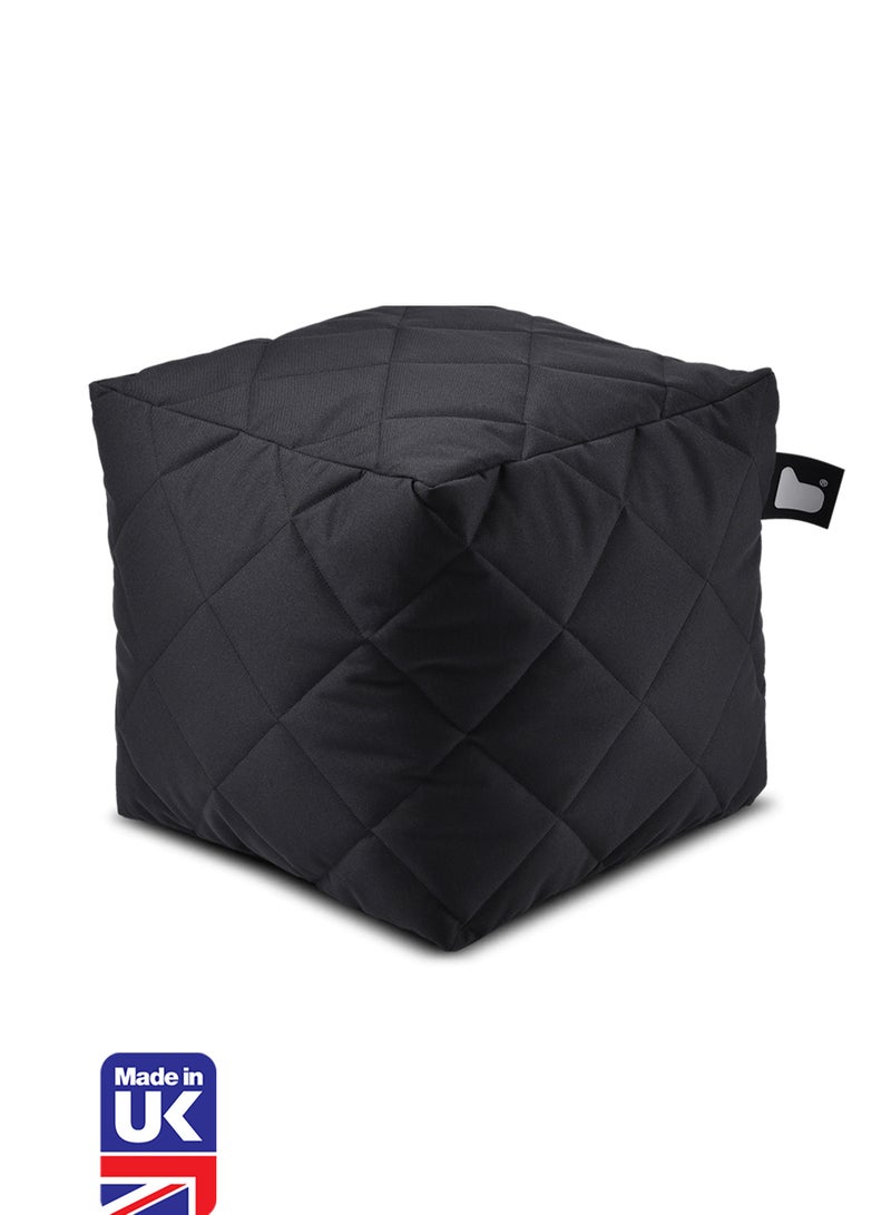 Extreme Lounging Extreme Lounging® - Original Quilted B-Box Pouf - Made in UK - Premium Quality Double Stitched Ottoman - UV Protected & Waterproof Stool, Ideal for Indoor & Outdoor Use - 40x40x40cm - Black - Image 1