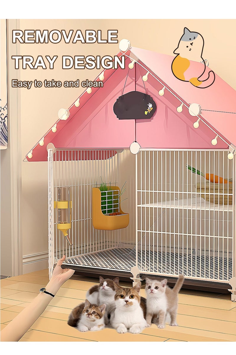 Kidle Cat Cage Dog Cage Indoor Villa DIY Rabbits Cage with Trays Pet Playpen DIY Pet Fence Cat House for Pet - Image 4