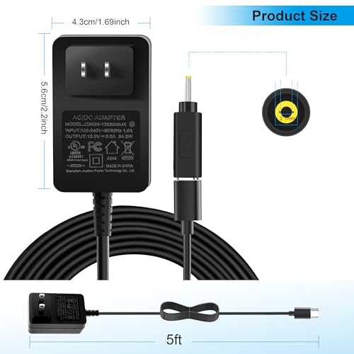 WAMOVAL Type C Power Supply 12V 2A 24W Universal AC/DC Adapter 100-240V 50-60HZ Input Transformer DC 5.5X2.5MM 3.5X1.35MM Output Plug Widely Compatible CCTV Camera BT Speaker GPS Webcam Router Etc. (5FT) - Image 2
