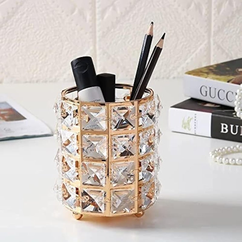 BLUETOP Crystal Make Up Brushes Cup, Personalized Shiny Makeup Brush Holder For Vanity Decor, Makeup Cups For Brushes, Crystal Small Flower Vase, Multi-Purpose Cosmetics Organizer For Pencil Pen Comb - Image 4